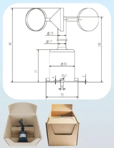 Size of wind speed sensor