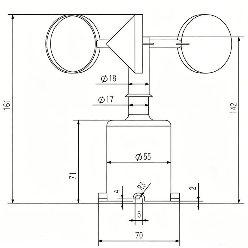 Installation and size guide for CDF-10A anemometer