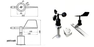 Wind direction sensor installation and dimensions