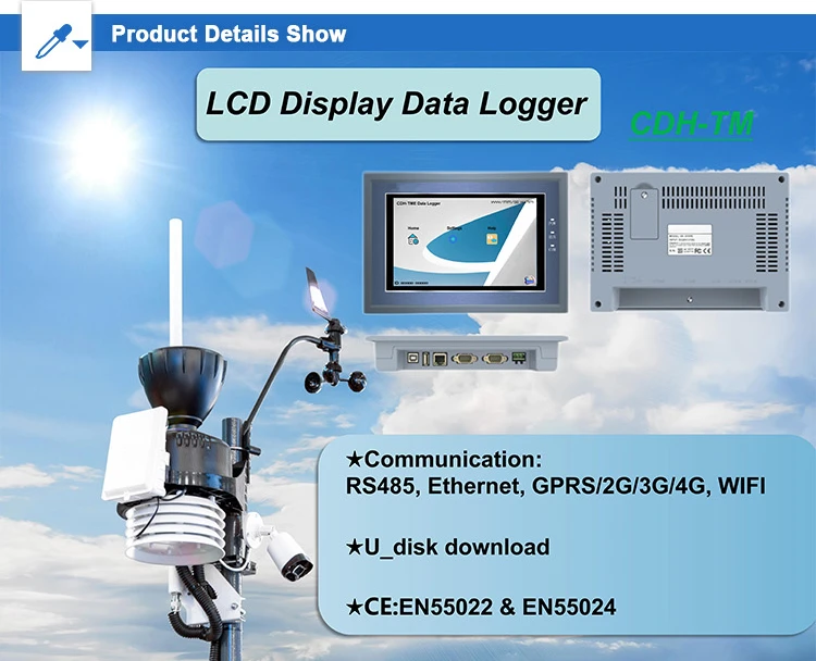 Soil moisture and temperature sensors with data loggers
