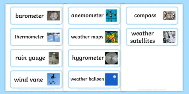 Do you know examples of various weather measurement tools?