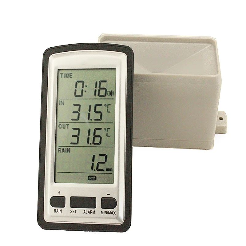Wireless indoor and outdoor thermometer and rain gauge